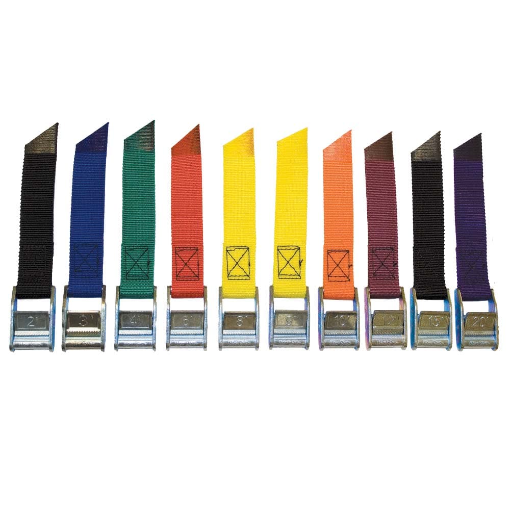 A row of Salamander Heavy-Duty cam straps on a white background.