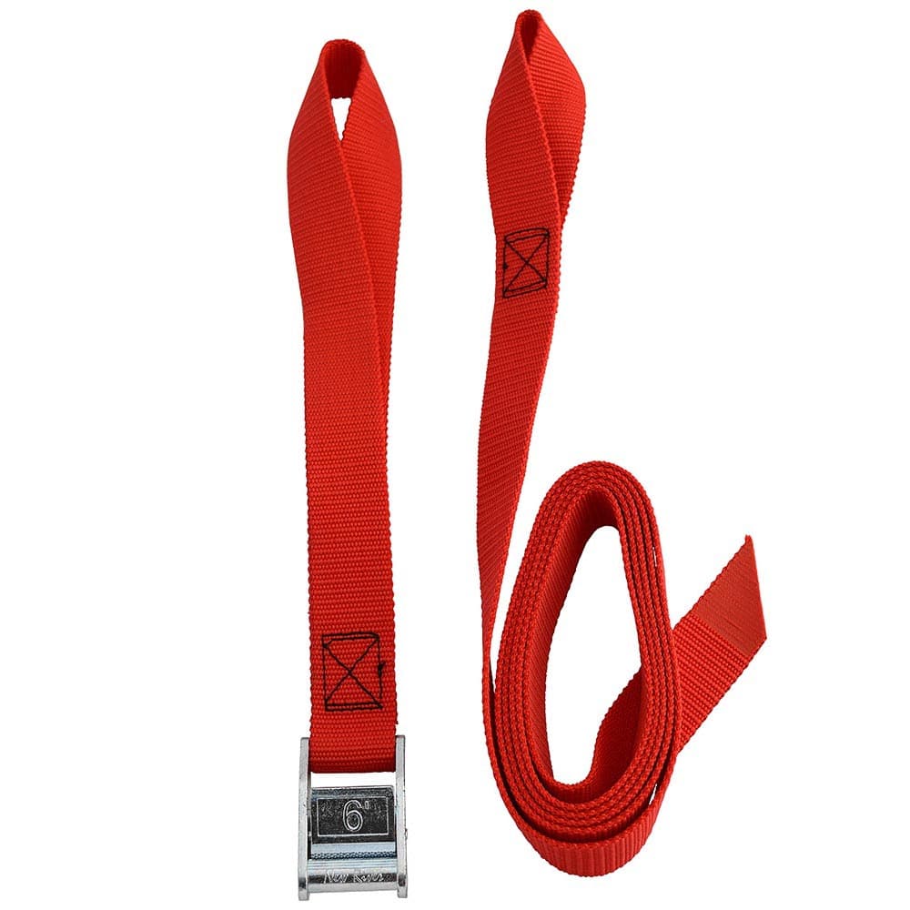 a red Coyote Loop Strap with a metal buckle.