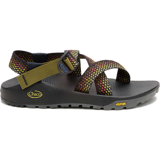 The Chaco Z1 Rapid Pro - Men's is a black outdoor sandal with adjustable patterned straps, buckle closure, and Vibram outsole for traction—ideal adventure sandals for any terrain.
