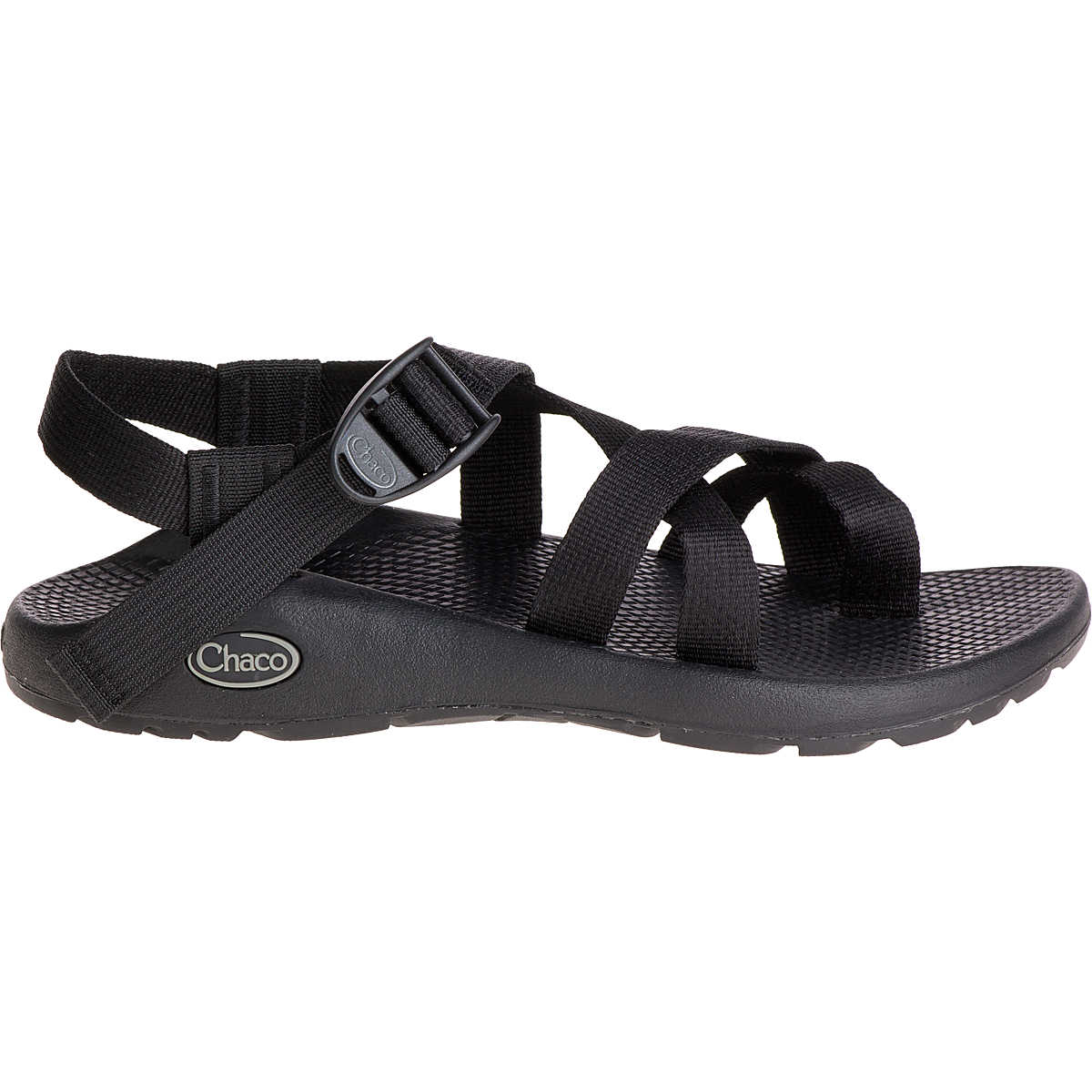 The Chaco Z2 Classic - Women's sandal in black features adjustable webbing straps, a toe loop, and a textured sole—ideal for women seeking durable hiking sandals.