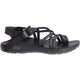 The Chaco ZCLOUD X2 Women's sandal, shown in black with adjustable straps and a textured sole featuring the signature LUVSEAT footbed, is displayed from the side against a white background.