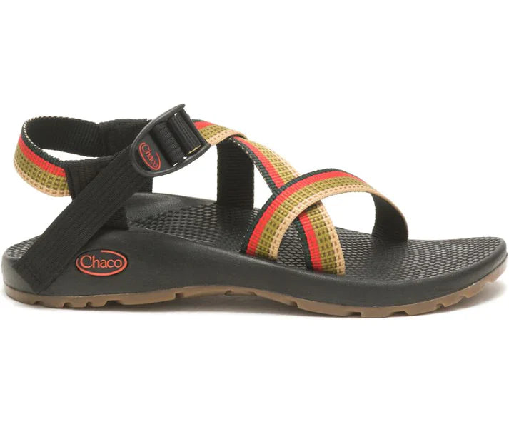 The Chaco Z1 Classic - Women's sandal features a black sole with adjustable yellow, red, and black straps—shown in side profile—for stylish hiking. Limited edition.