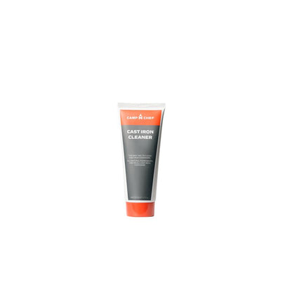 A tube of Camp Chef Cast Iron Care with all-natural ingredients on a white background.