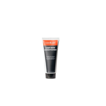 A tube of Camp Chef Cast Iron Care with all-natural ingredients on a white background.