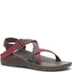 A maroon and teal Chaco ZCloud - Women's sandal featuring adjustable straps, Cloud Cushioning, and a textured ChacoGrip rubber outsole is shown from the side on a white background.