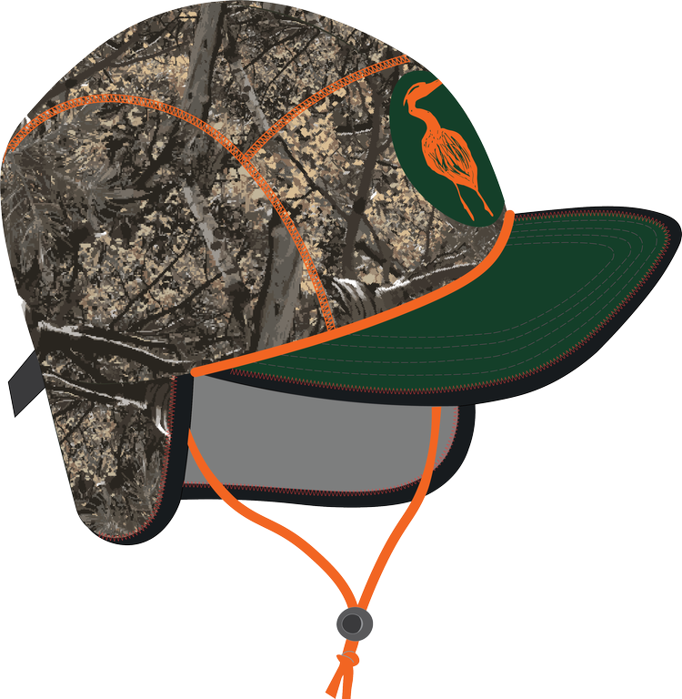 A Nobdody's Flat Brim Skull Cap with an orange and green logo.