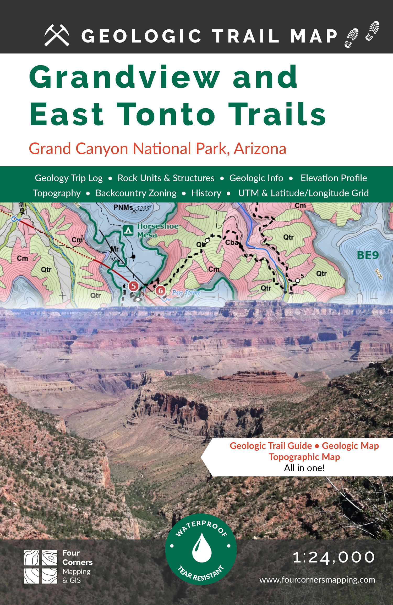 Four Corners Mapping's Geologic Trail Maps of the Grand Canyon, specifically the grandview and easton trails.