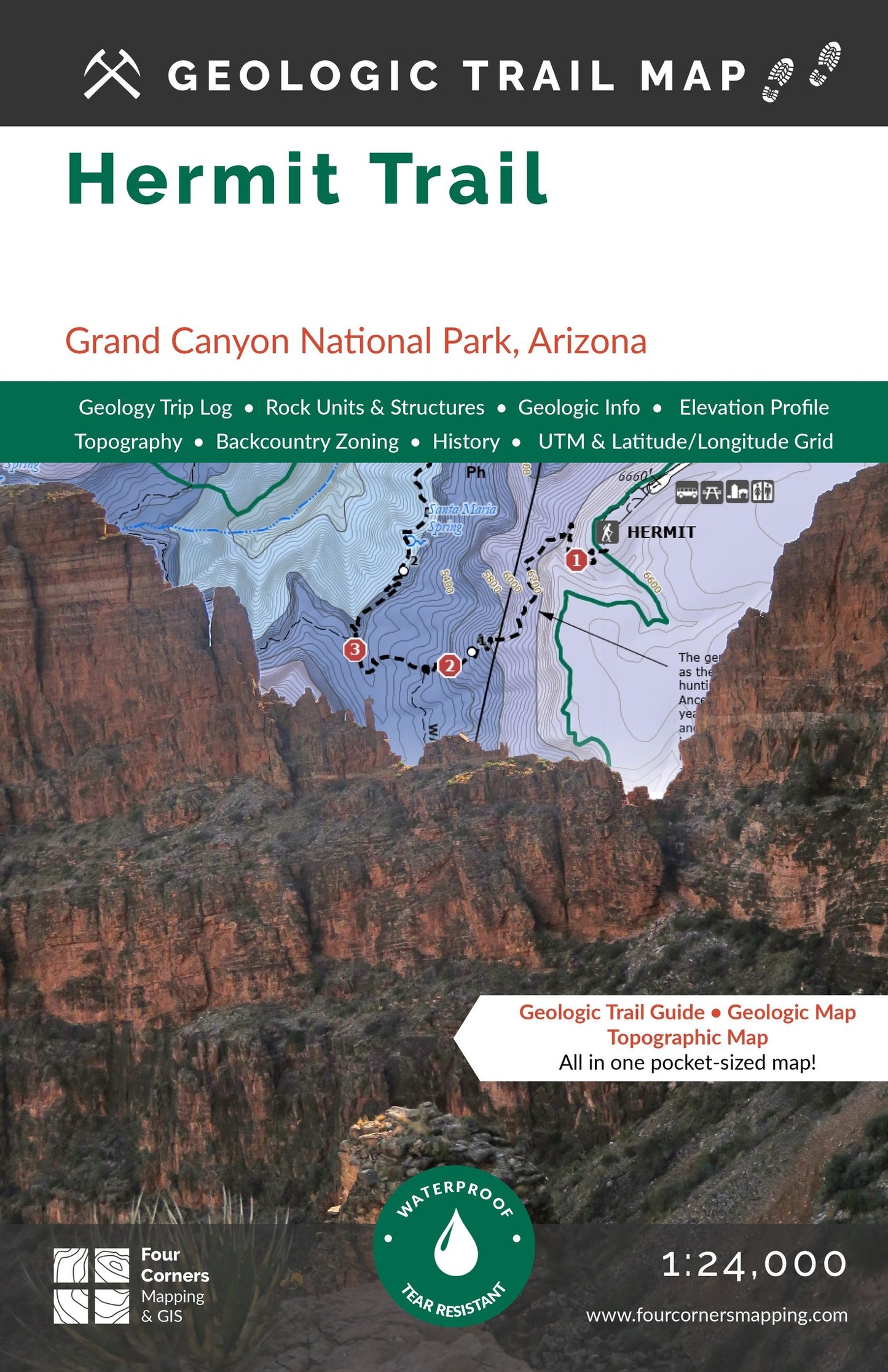 Four Corners Mapping Geologic Trail Maps of the Grand Canyon - hermit trail grand canyon national park arizona.