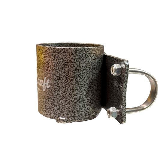 A black speckled Rio Craft Cup Holder, with a metal handle bolted on, displays "craft" partially visible on its side.