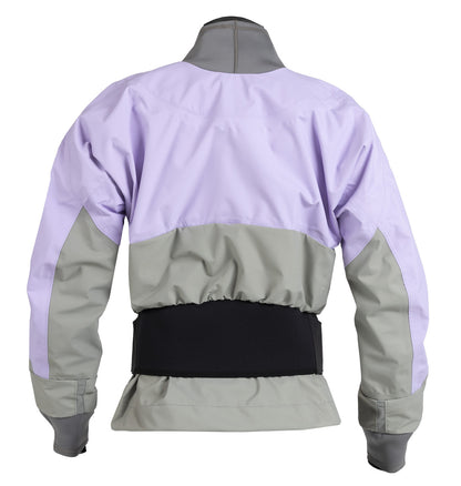 A Kokatat Stoke Dry Top (Hydrus 3.0) - Women's purple and grey jacket.