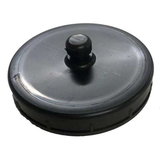 A black GTS plastic lid on a white background.