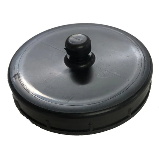 A black GTS plastic lid on a white background.