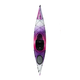Top-down view of a Perception Expression 11.5 touring kayak with paddles on a black background with white lines.