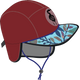 A Nobdody's neoprene skull cap with a bird resting on it.