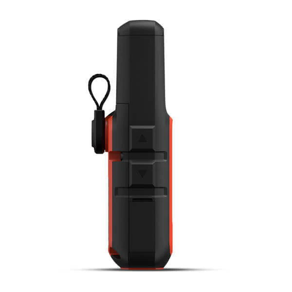 Black and red Garmin inReach Mini 2 with buttons and a loop on the side, displayed against a white background.