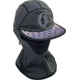 The Nobdody's Guru Balaclava Flat Brim Skull Cap offers thermal protection with a built-in face and neck cover, bird illustration on the front, and a purple-spotted visor—ideal for cold-weather sports.