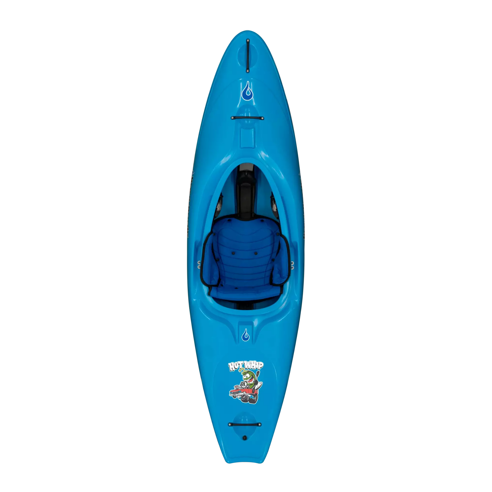 a blue LiquidLogic Hot Whip kayak with a seat.