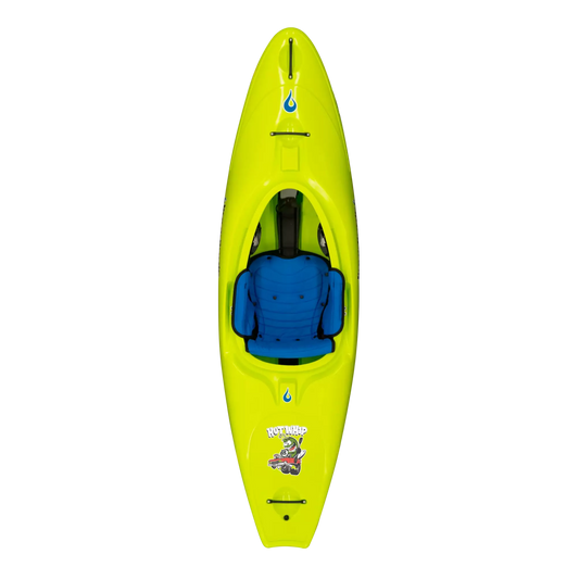 A yellow LiquidLogic kayak with blue seat.