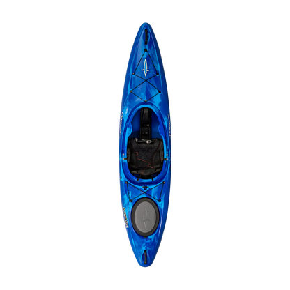 Dagger Katana whitewater kayak with paddle on a black background.
