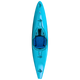 A blue LiquidLogic Powerslide kayak with a seat and foot braces viewed from above, isolated on a white background.