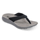 The Men's Orleans Sandal by Tread Labs features a gray and black design, textured footbed, thick sole, and exceptional arch support for ultimate comfort.