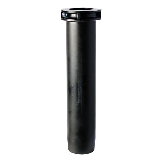 A black Sawyer injection molded polyethylene pipe with a black cap.