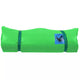 A green Super Paco Pad by Jacks Plastic Welding features self-inflating air valve, secured with straps, and a blue label reading "Plastic Whale Foundation.