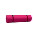The Jacks Plastic Welding Pickup Paco Pad, a pink self-inflating sleeping pad rolled up and secured with two black straps, is displayed on a plain white background.