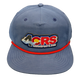 The 4CRS Pops Hat by Captuer Headwear is a light blue vintage cap with bold red trim and an embroidered "40RS RIVERSORTS.COM" 4CRS logo, featuring a wave and sun graphic that reflects your favorite river town spirit.