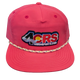 The 4CRS Pops Hat by Captuer Headwear is a bright pink vintage cap with a multicolored braided band and the iconic 4CRS logo embroidered on the front—perfect for showing your river town pride.