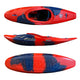 The Pyranha Firecracker kayak with a red and blue design is perfect for paddling.