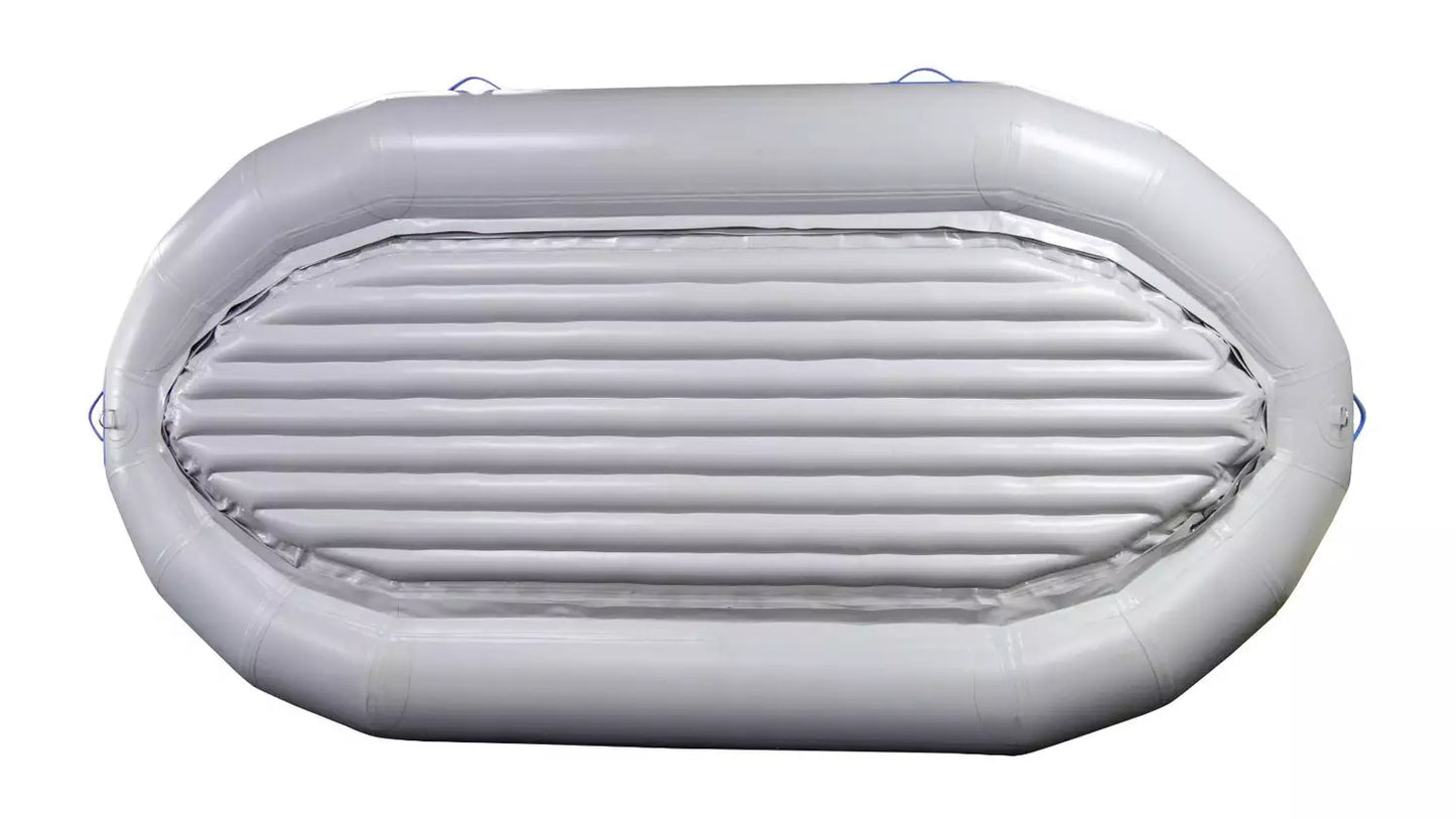 A Colorado Rafts fishing-friendly white inflatable raft on a white background. (Brand Name: Rio Craft)