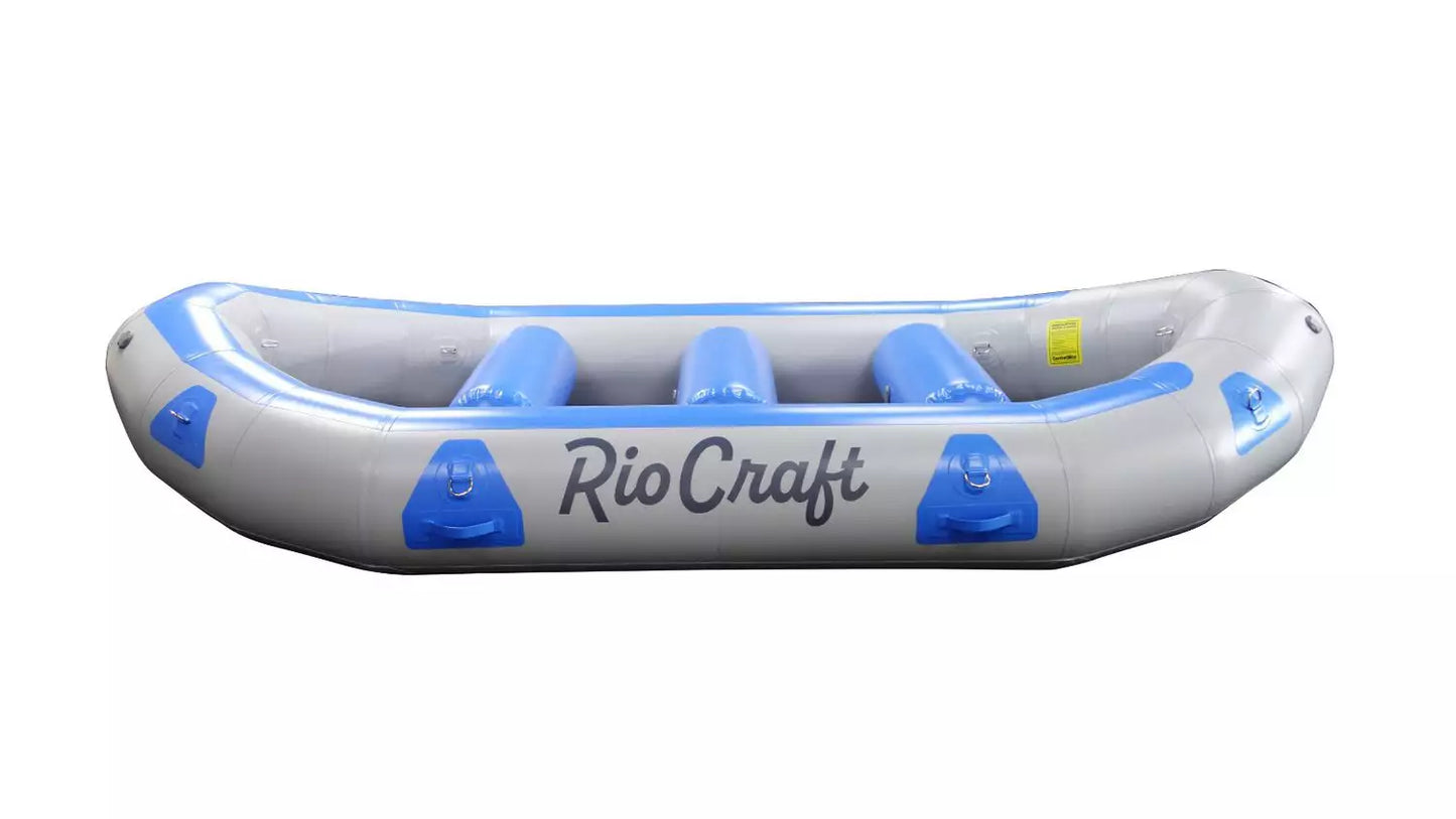 An expedition ready Colorado Rafts with the brand name Rio Craft on it.