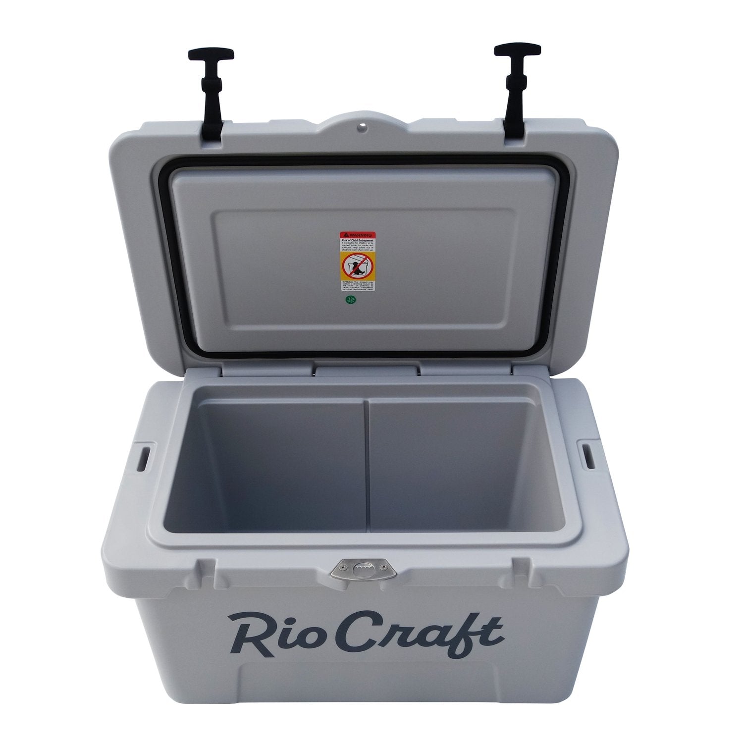 A durable gray Rio Coolers for river missions with the word Rio Craft prominently displayed.