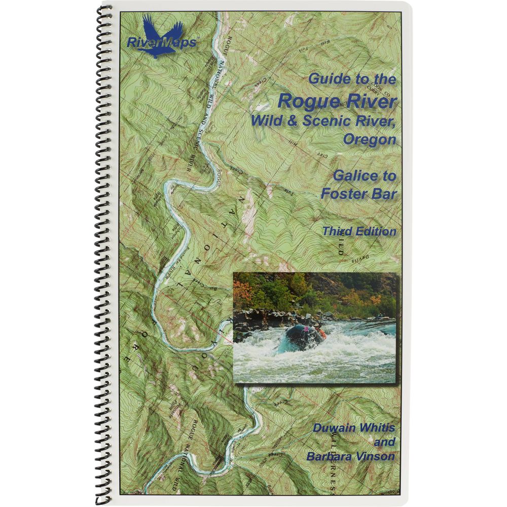 A Rivermaps Rogue River Guide, featuring an image of the majestic river.