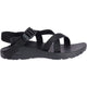 A side profile of a single black Chaco ZCloud - Women's sandal with adjustable straps and a textured sole, featuring Cloud Cushioning, shown against a white background.