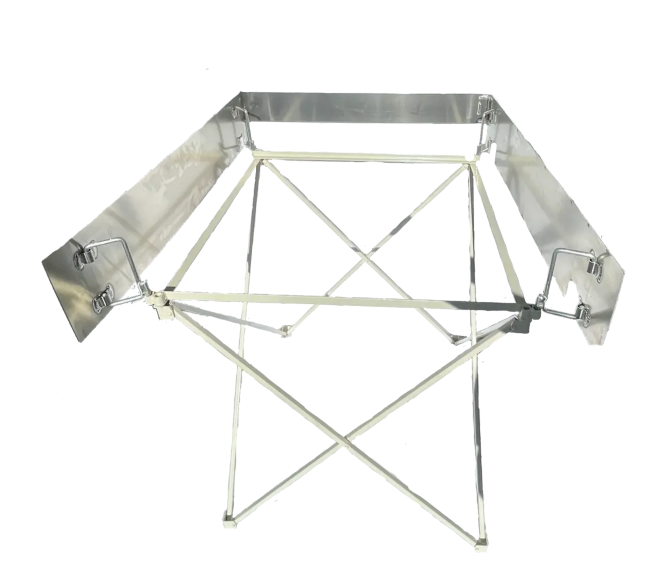 A Partner Steel Stove Wind Screen with two legs on it.