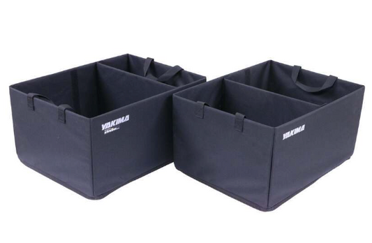 Two black Yakima GearTotes for EXO GearLocker (Qty 2), featuring handles and the Yakima logo, are shown side by side on a white background—perfect for organized gear storage as EXO GearLocker companions.