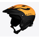 The Sweet Protection Rocker Helmet is black and orange with a flame design, visor, TLC Shell Technology, padded ear covers, and an adjustable chin strap.