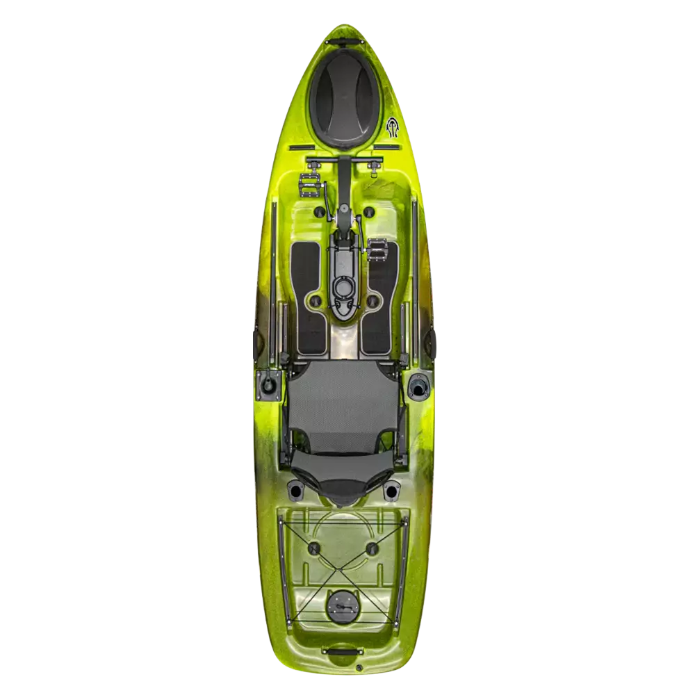 The Native Watercraft Slayer Propel 10 is a pedal drive fishing kayak with forward and reverse capabilities.