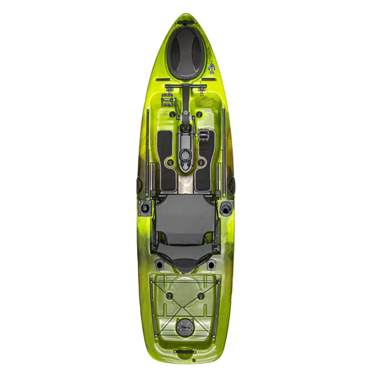 The Native Watercraft Slayer Propel 10 is a pedal drive fishing kayak with forward and reverse capabilities.