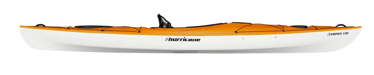 A performance kayak, the Hurricane Tampico 130, showcased against a black background.