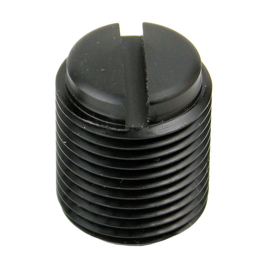 A black plastic Sawyer Tite-Set replacement screw with a hole.