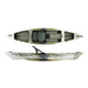 Top and side view of a Native Watercraft Ultimate FX 12 Solo sit-on-top fishing kayak featuring a tunnel hull, mounted seat, storage compartments, and bungee cords.