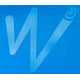 A stylized letter 'W', reminiscent of a cigarette, floats on a blue background, evoking the sleek dynamism of a down river freestyle adventure, embodying the spirit of Waka Kayaks' Skuxx Deluxe.