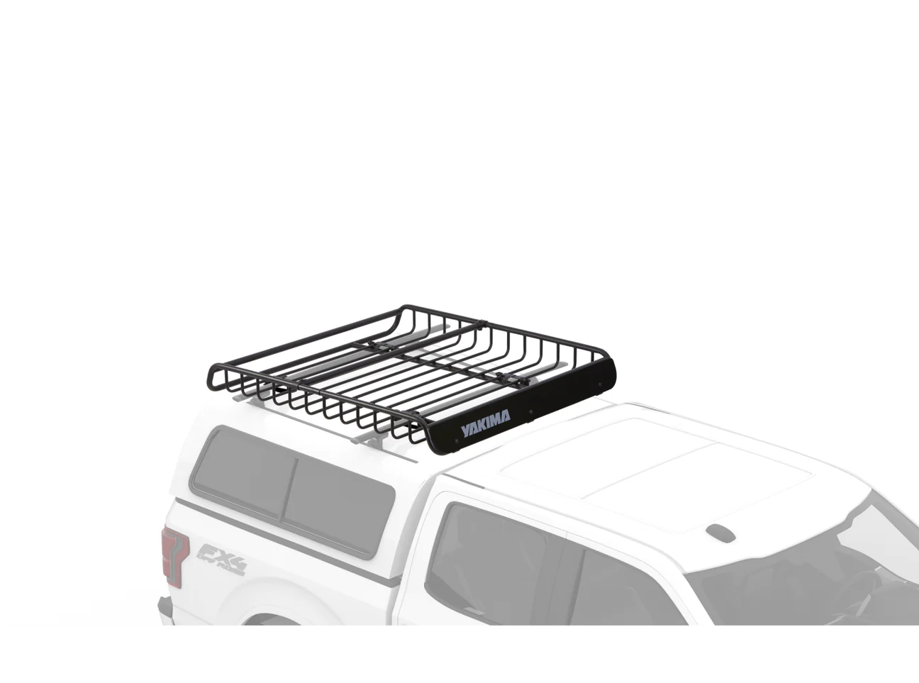 A Yakima Mega Warrior roof rack on the top of a truck.
