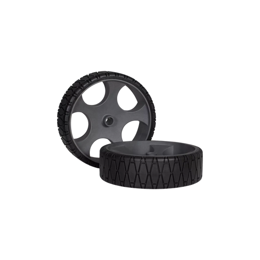 The Wilderness Systems Heavy Duty Kayak Cart, featuring 12" no-flat wheels with a textured, treaded surface and four-spoke design, is displayed against a plain background—ideal for reliable performance on your kayaking adventures.