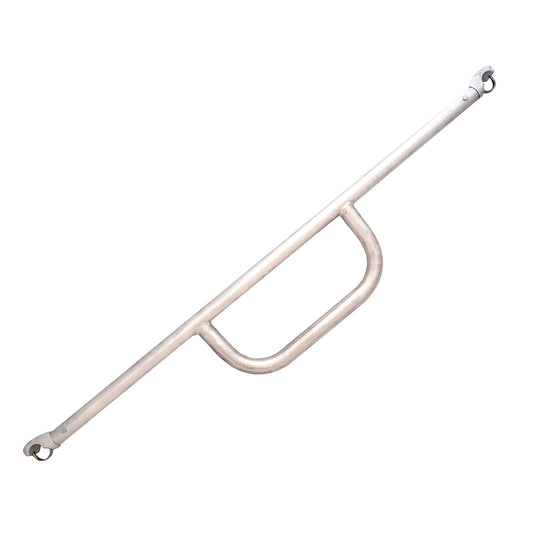The Coyote Foot Bar from Coyote River Gear is a metal grab bar with a central curved handle and two ends for installation, providing secure footing while rafting.