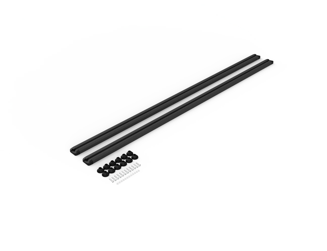a pair of Yakima HD Tracks with CapNuts and a pair of screws on a white background.