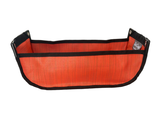 A red and black Rio Craft Drybox Ditty Bag fabric bin with reinforced corners and a rectangular shape, shown from above on a white background.